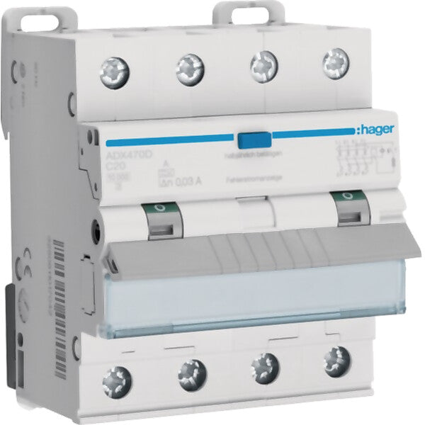Hager FI/LS-Schalter 4-polig, 10kA ADX470D